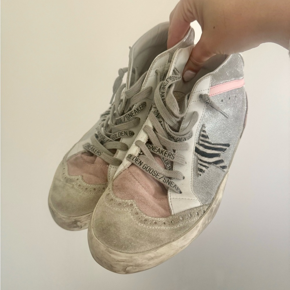 Golden goose mid star LTD sneakers in pink and silver. Size 40 / great condition